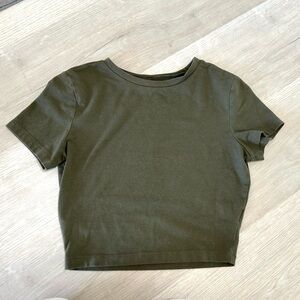 Olive Green Cropped T-Shirt